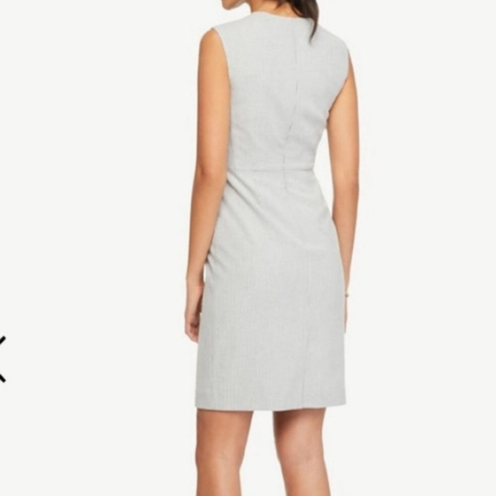 Ann Taylor Factory Gray Crosshatch Square Neck Sheath Dress 6 - Picture 3 of 9